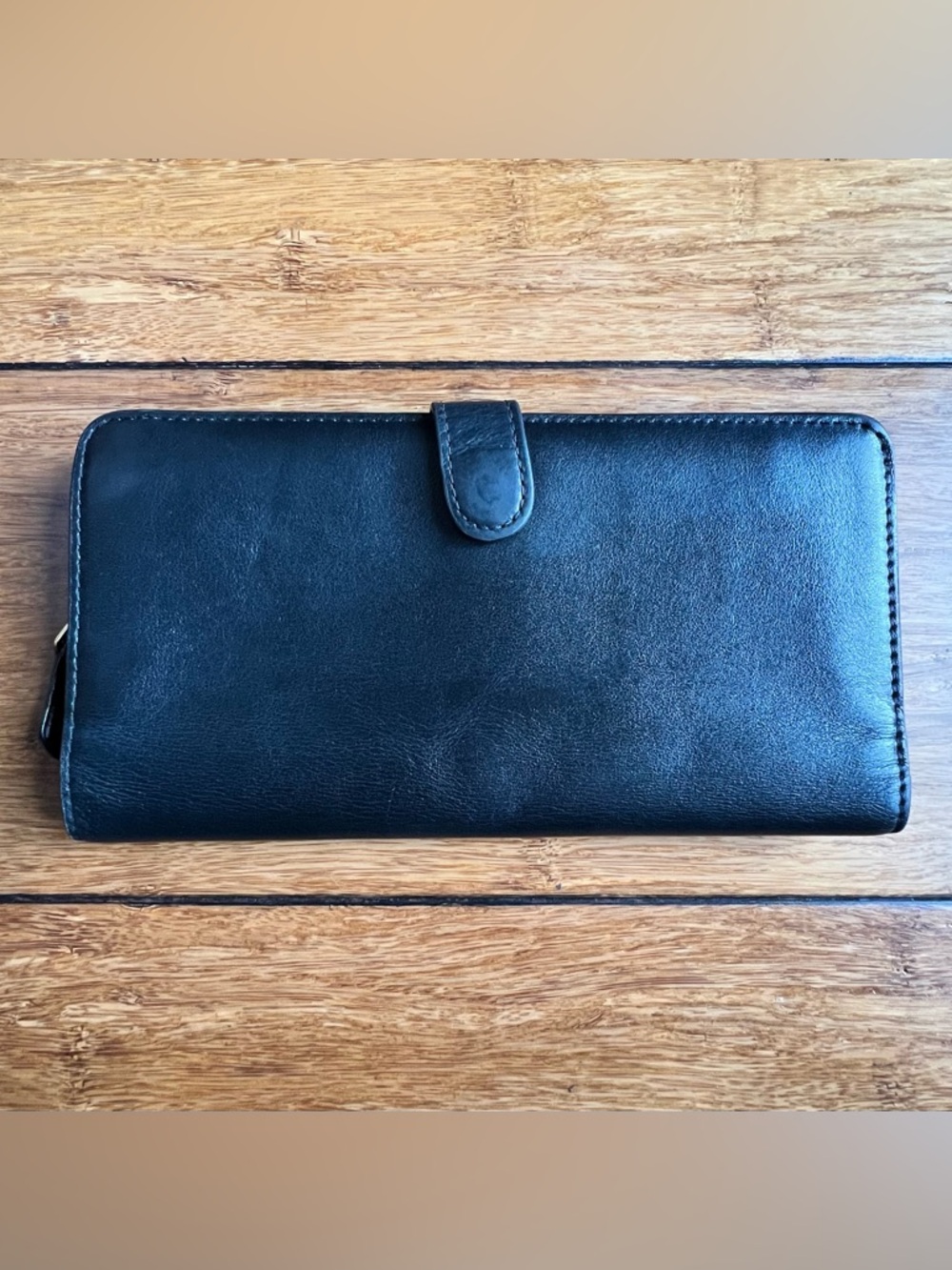 Coach Black Leather Zip-Around Skinny Wallet with Gold Logo - Picture 3 of 10